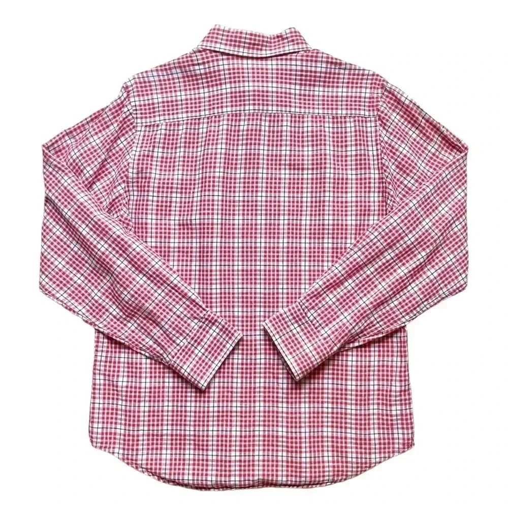 Banana Republic Red Gingham Linen Blend Men’s Button Up Shirt